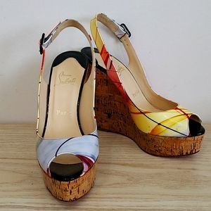 Christian Louboutin Paint Splatter Wedge 140 Size 38